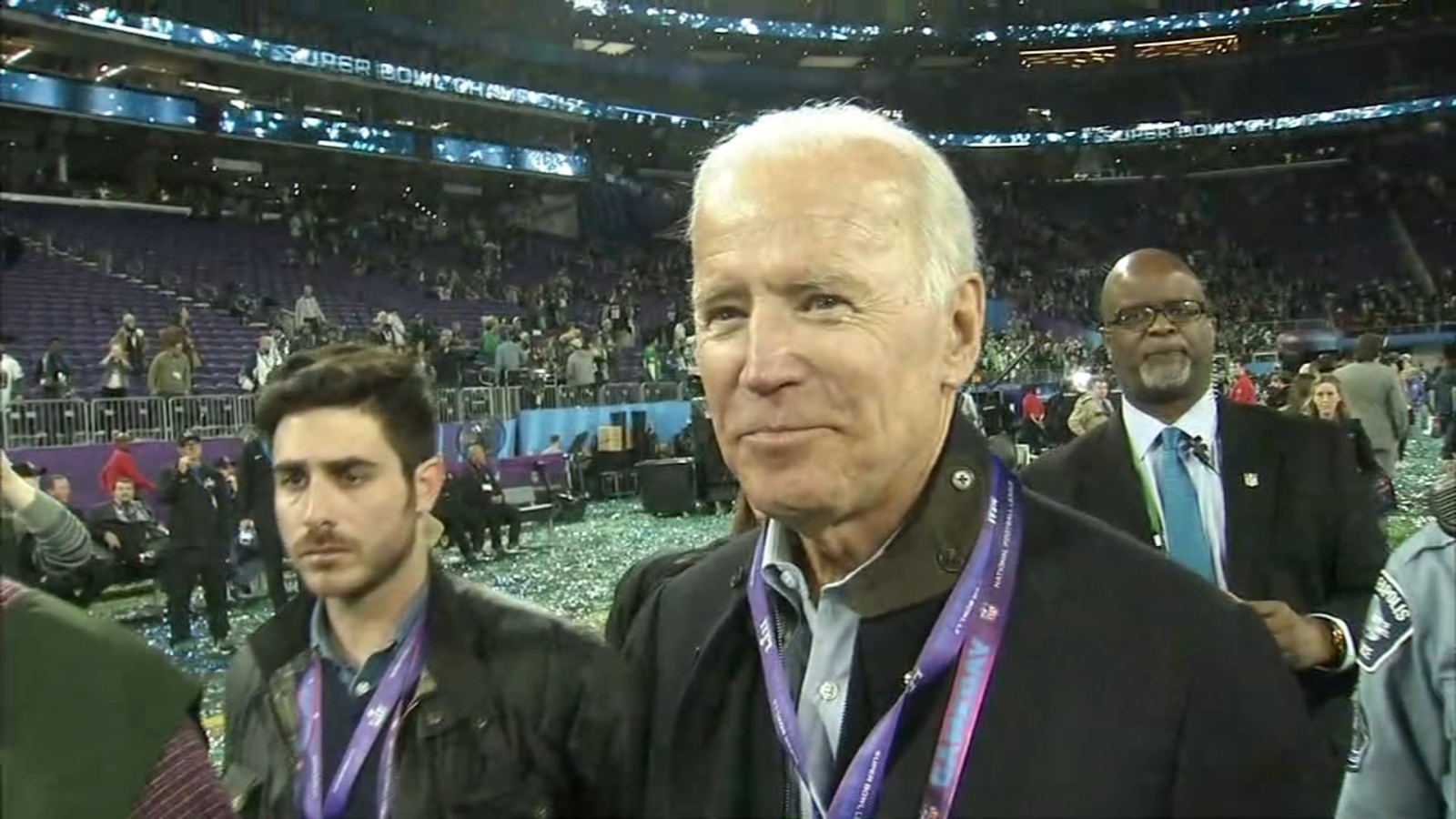 Former Vice President Joe Biden celebrates Philadelphia Eagles Super