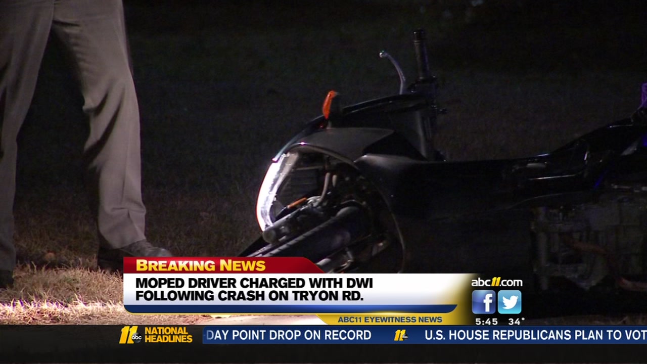 Raleigh man charged with DWI after crashing moped