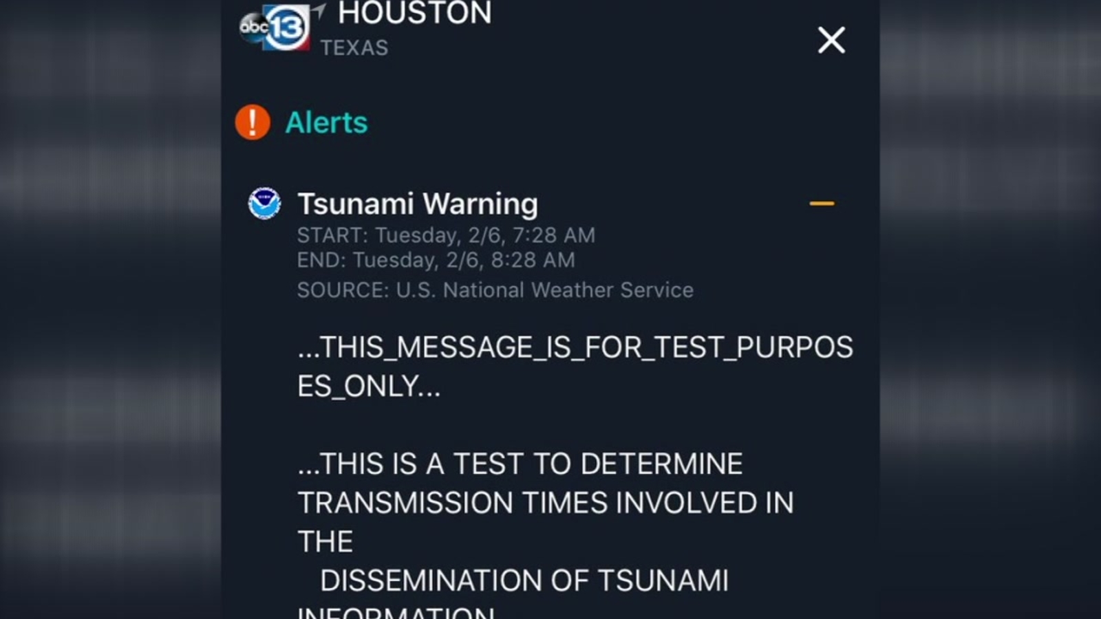 Tsunami warning alerts