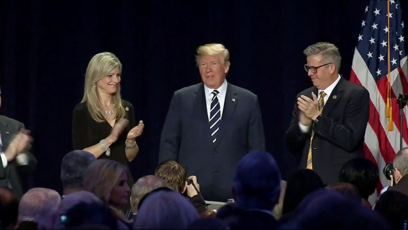President Donald Trump at the 66th annual National Prayer Breakfast in Washington D.C. on Thursday, Feb. 8, 2018.