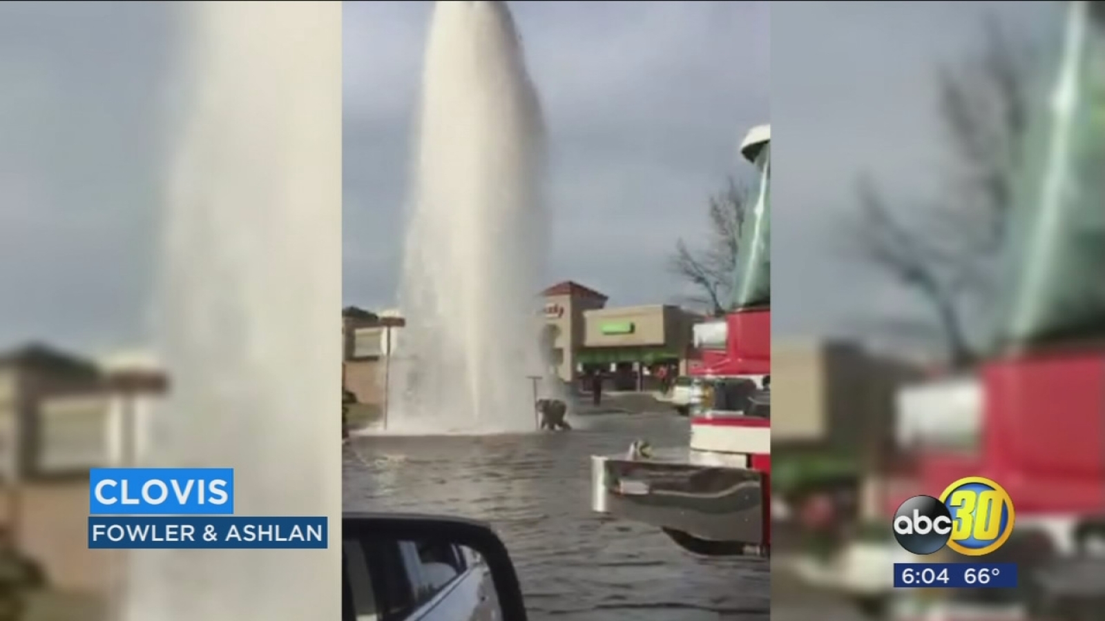 Street flooded after water main breaks in Clovis ABC30 Fresno