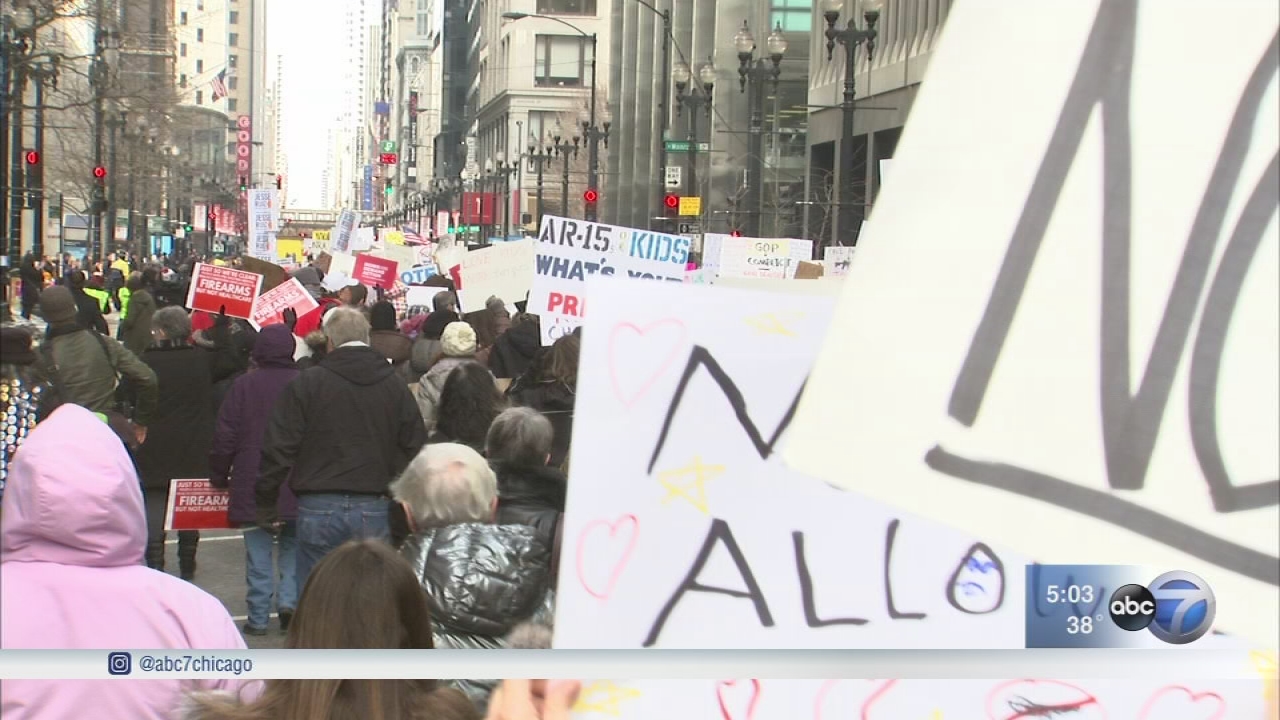 Hundreds march for gun control in Chicago