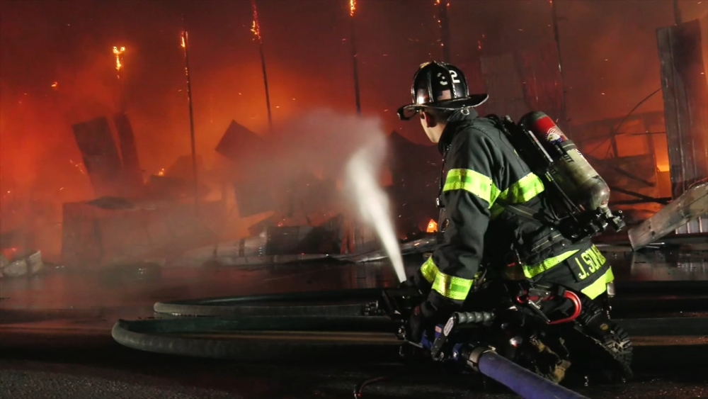 RAW VIDEO: Fire at school bus garage