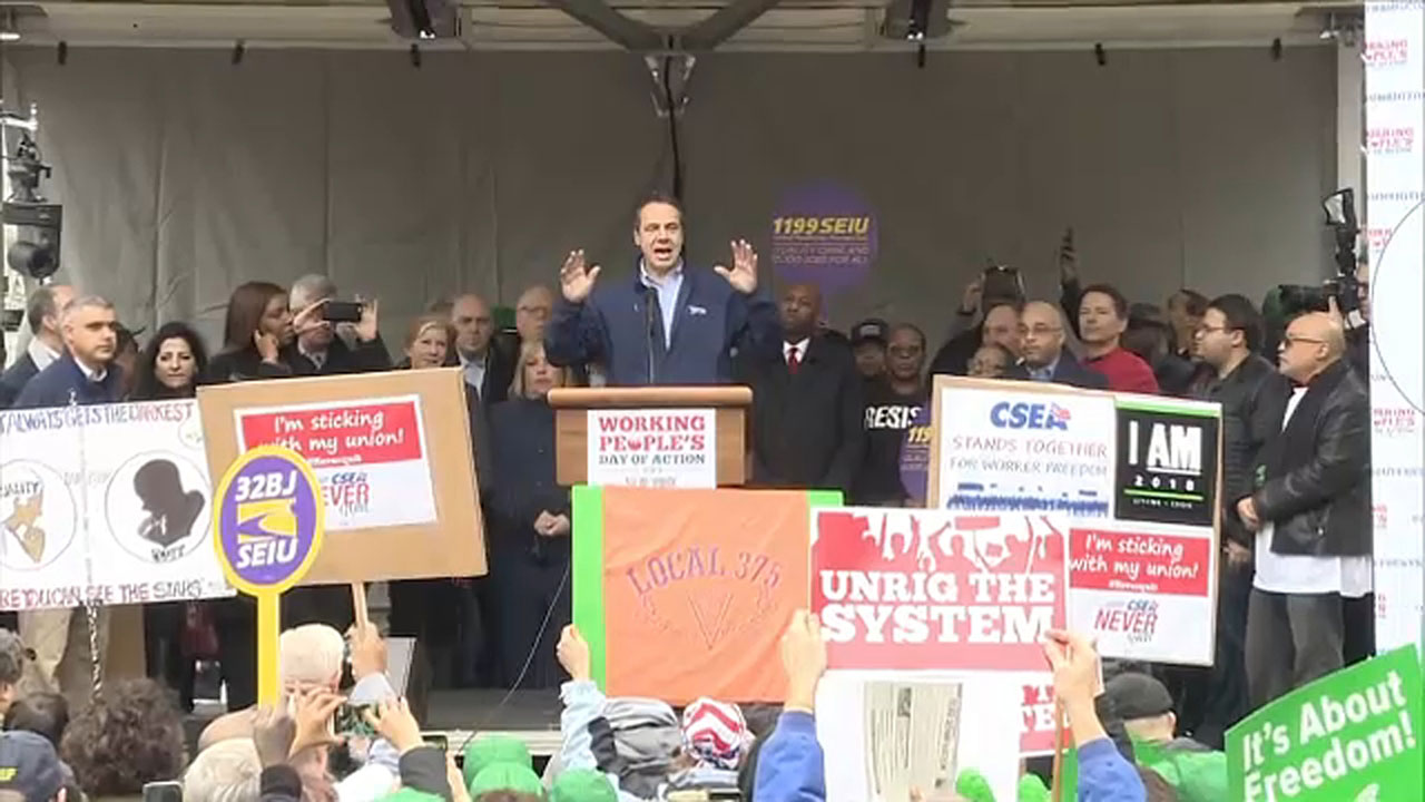 Workers rally ahead of Supreme Court vote on union funding