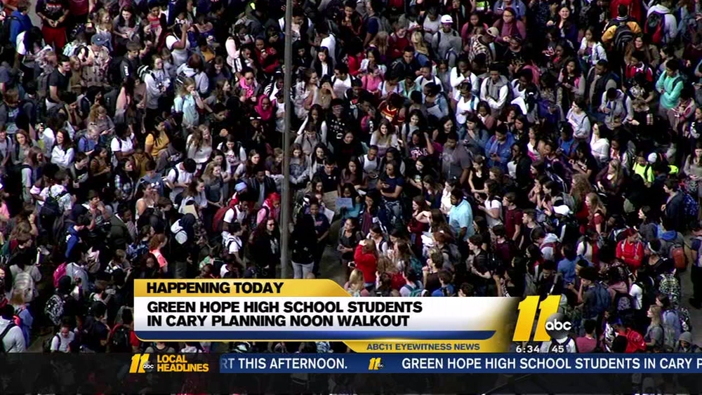 Green Hope students walk out, demand action after FL school shooting