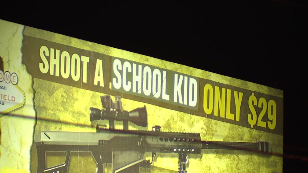 Billboard in Las Vegas for gun store changed to say schoot a school kid