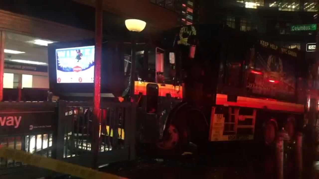 Garbage truck crashes into Columbus Circle subway station