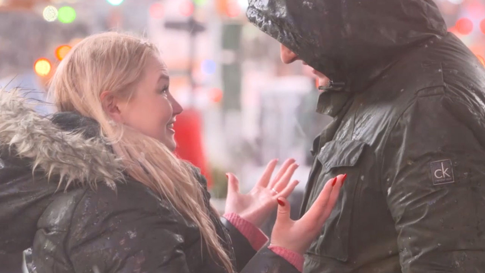 A Times Square proposal in the snow