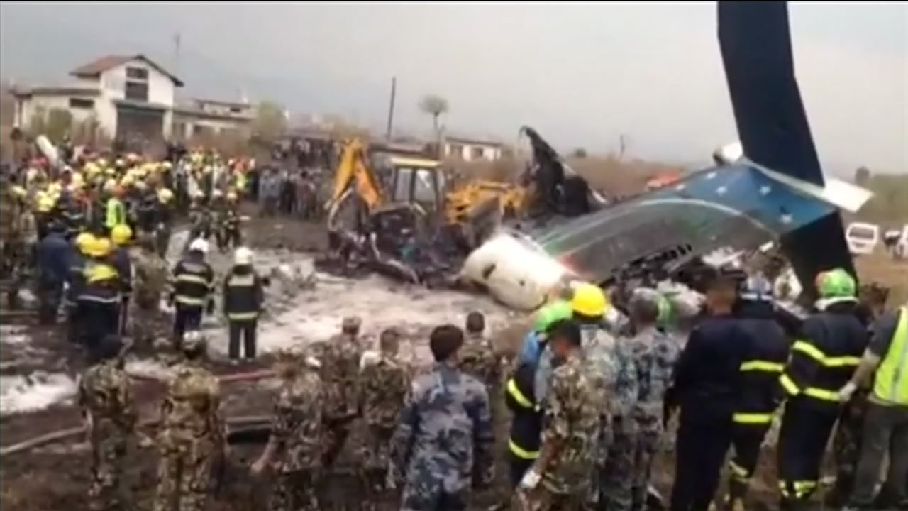 Passenger plane crashes, catches fire at Kathmandu airport