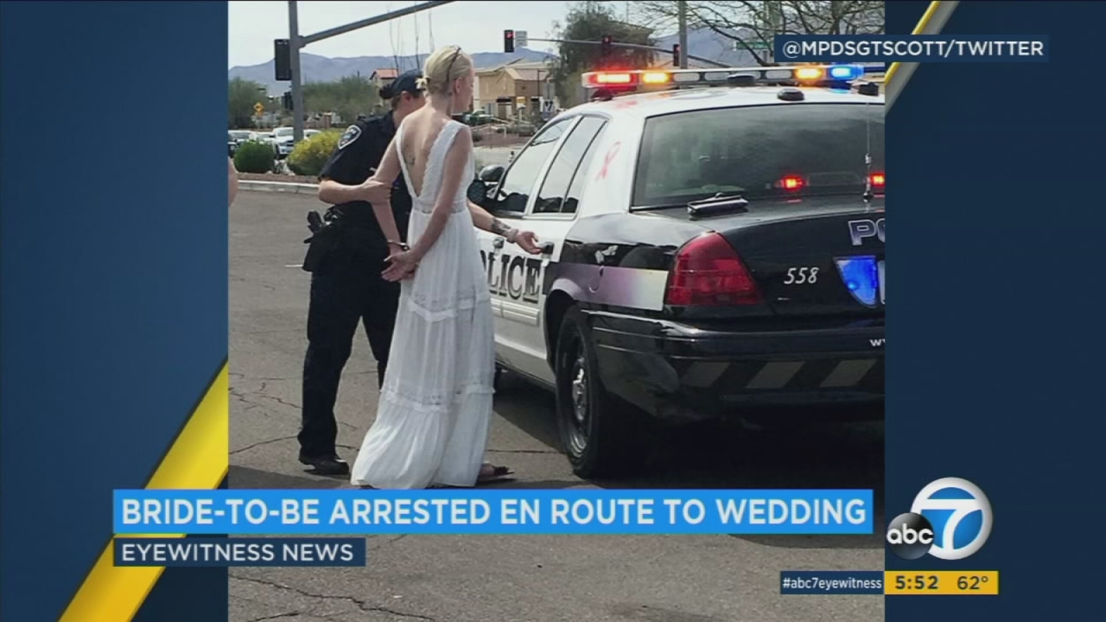 Arizona bride arrested on suspicion of driving impaired on way to her