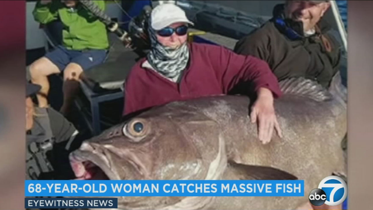 Woman reels in giant bass in Australia