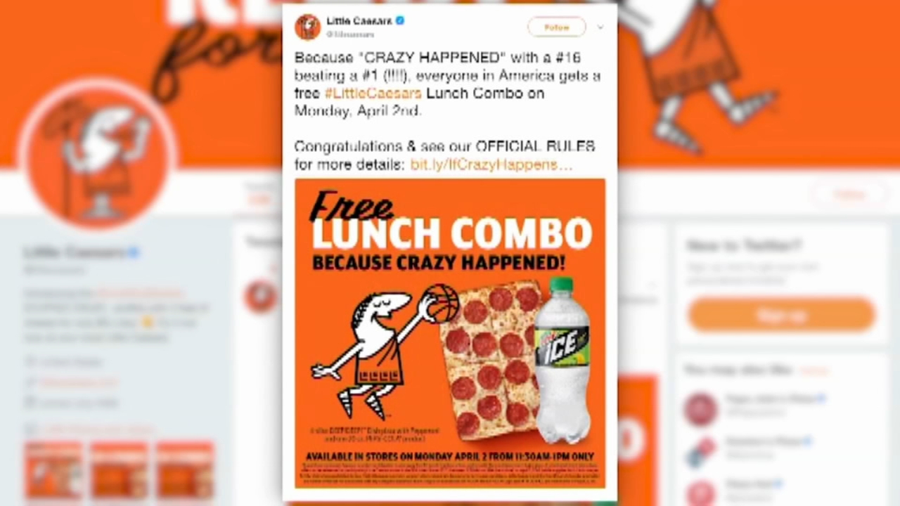 Free pizza after March Madness history