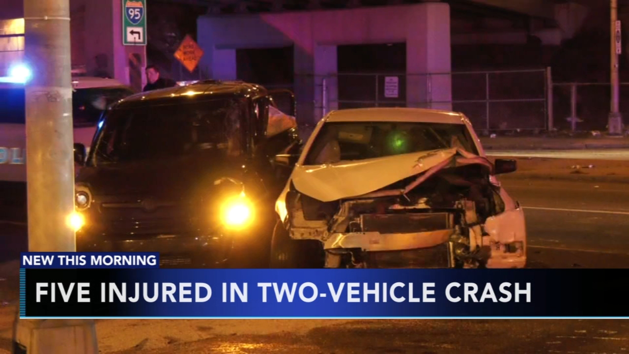 5 injured in Southwest Phila. crash