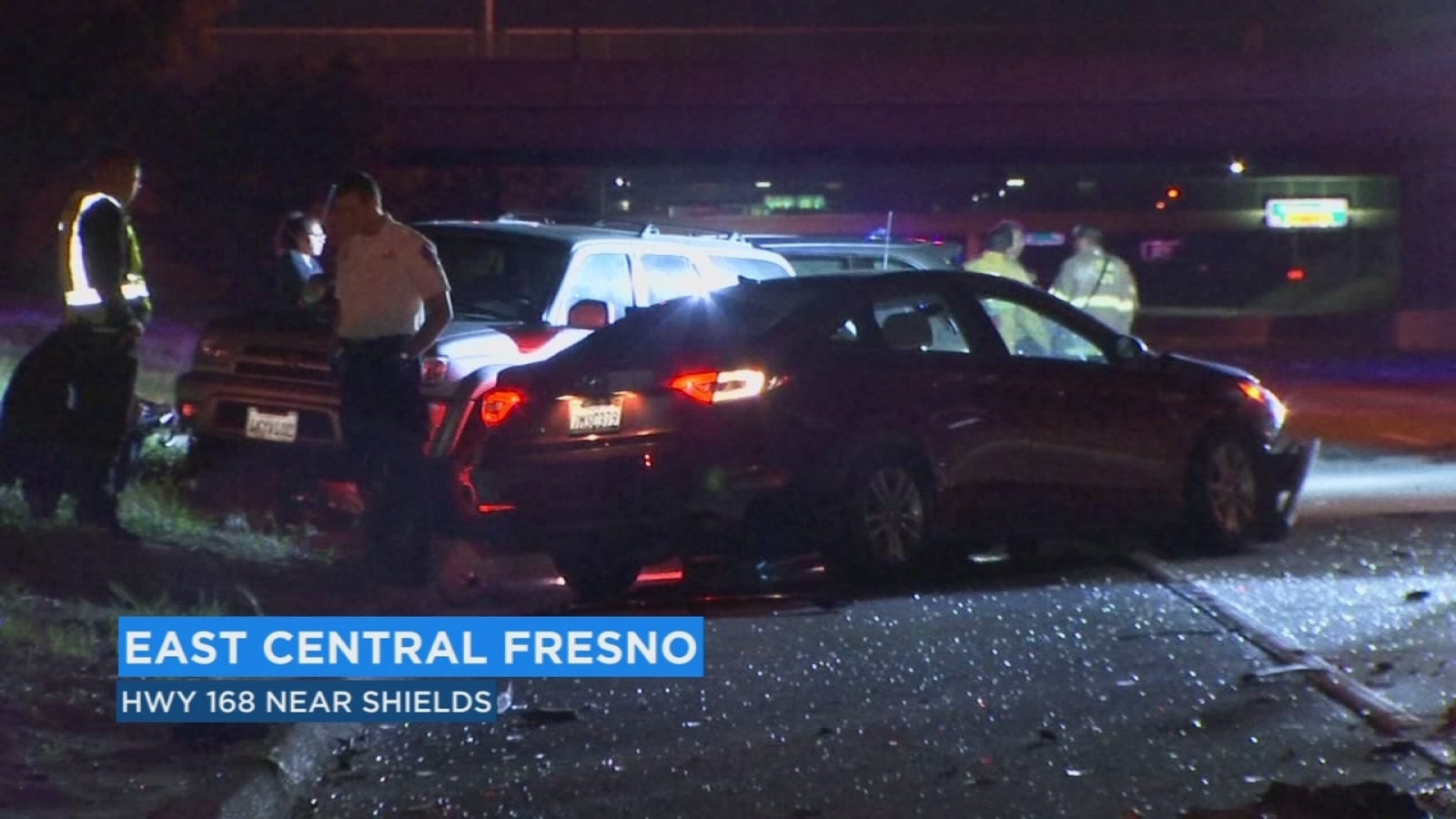 4 car crash on the 168 in East Central Fresno leaves 1 dead and another
