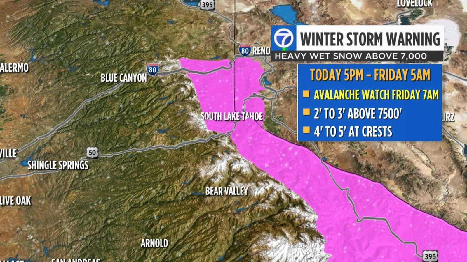 Heavy snow and gusty winds to sweep across Sierra, Tahoe - ABC7 San ...