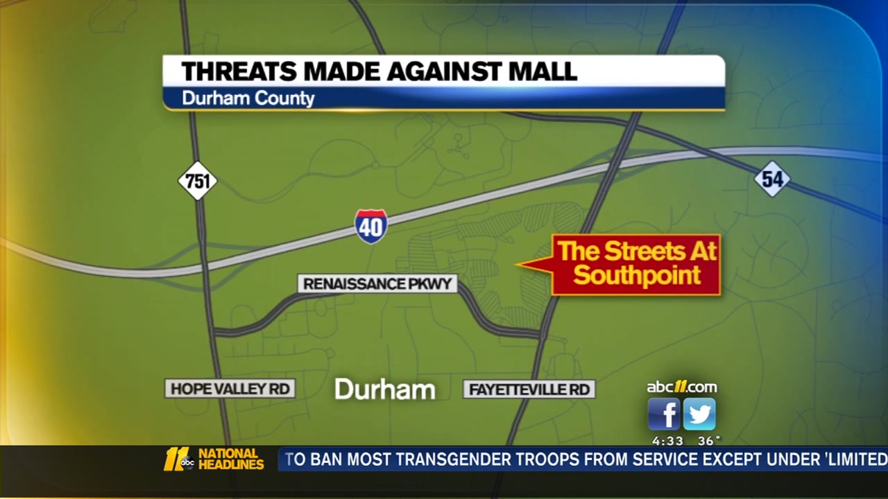 Durham police investigating two threats made against Streets at Southpoint Mall