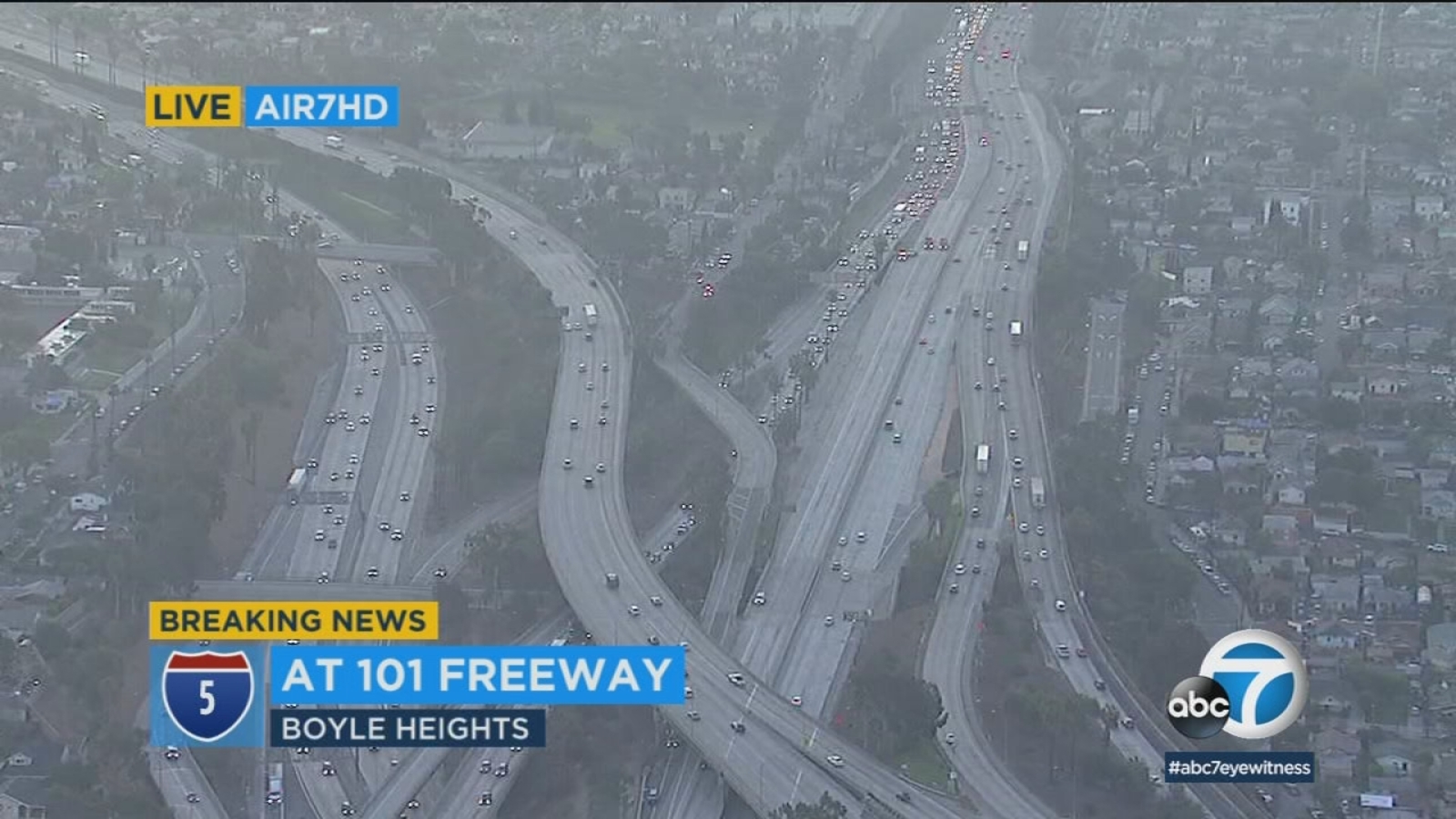 Pedestrian fatally struck by cars on freeway in Boyle Heights - ABC7 ...