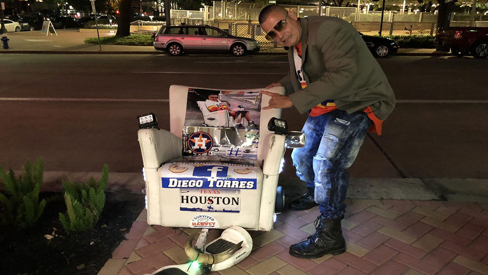 Man creates Astros-themed chair powered by hoverboard