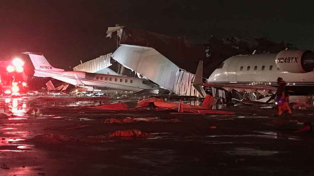 Pilots reportedly trapped inside collapsed hangar near Hobby Airport
