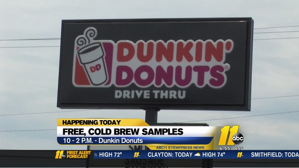 Dunkin' Donuts giving away free cold brew coffee samples