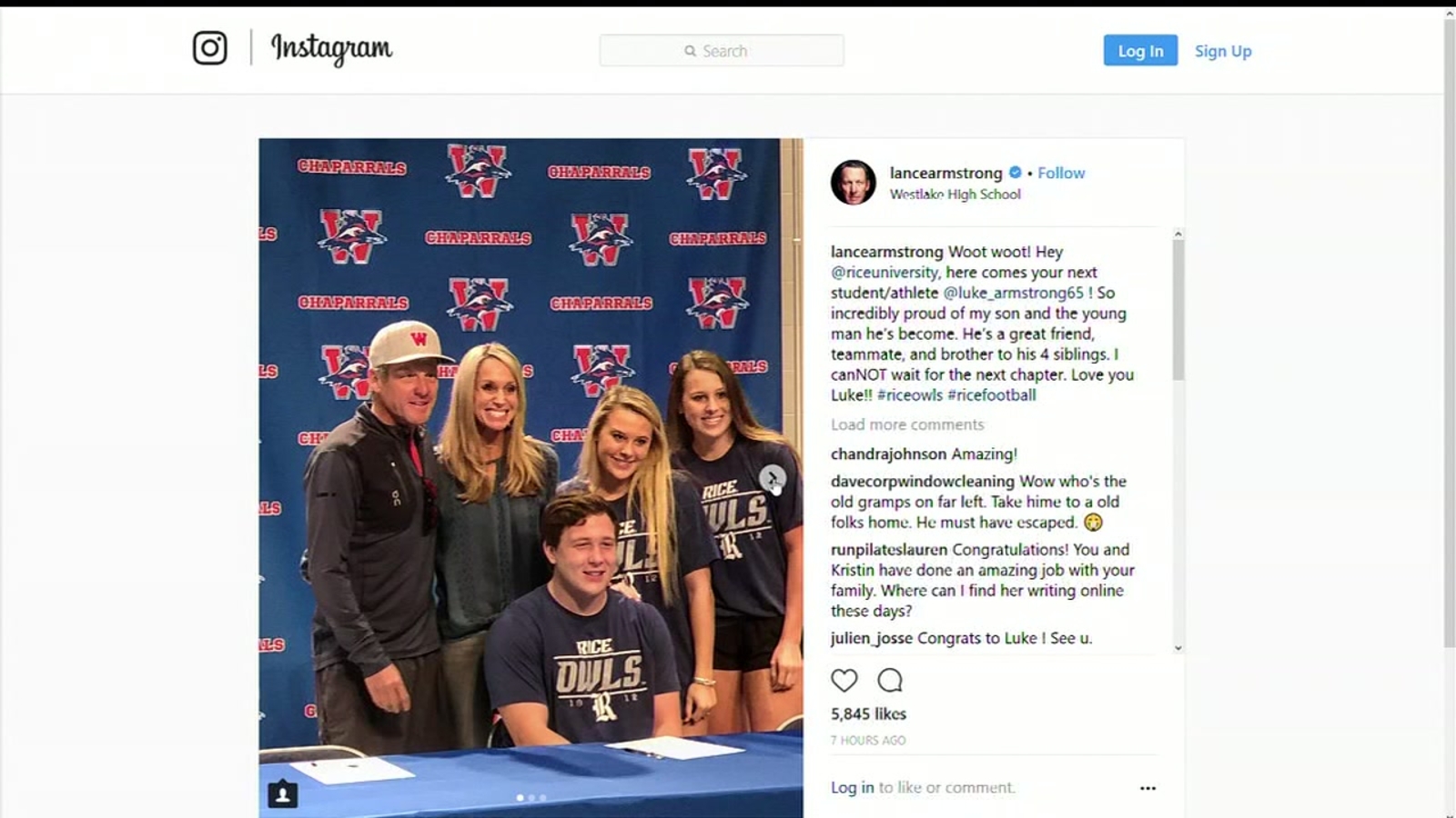 Lance Armstrong's son set to play football at Rice University ABC13