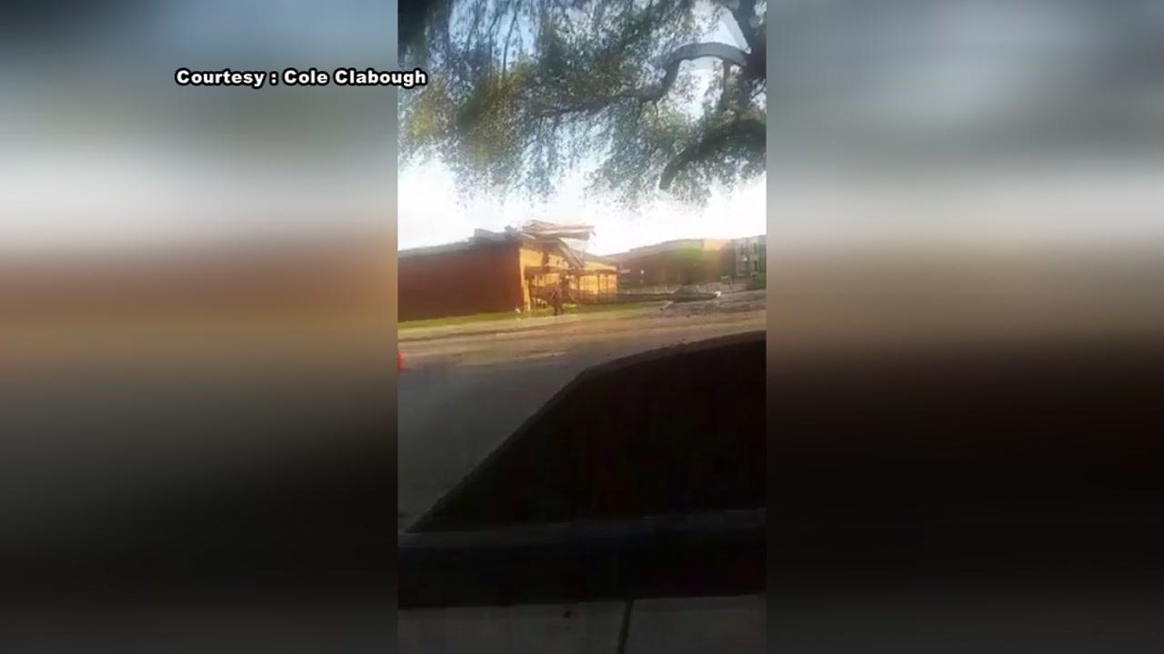 Storm damages buildings on Lamar University campus in Beaumont