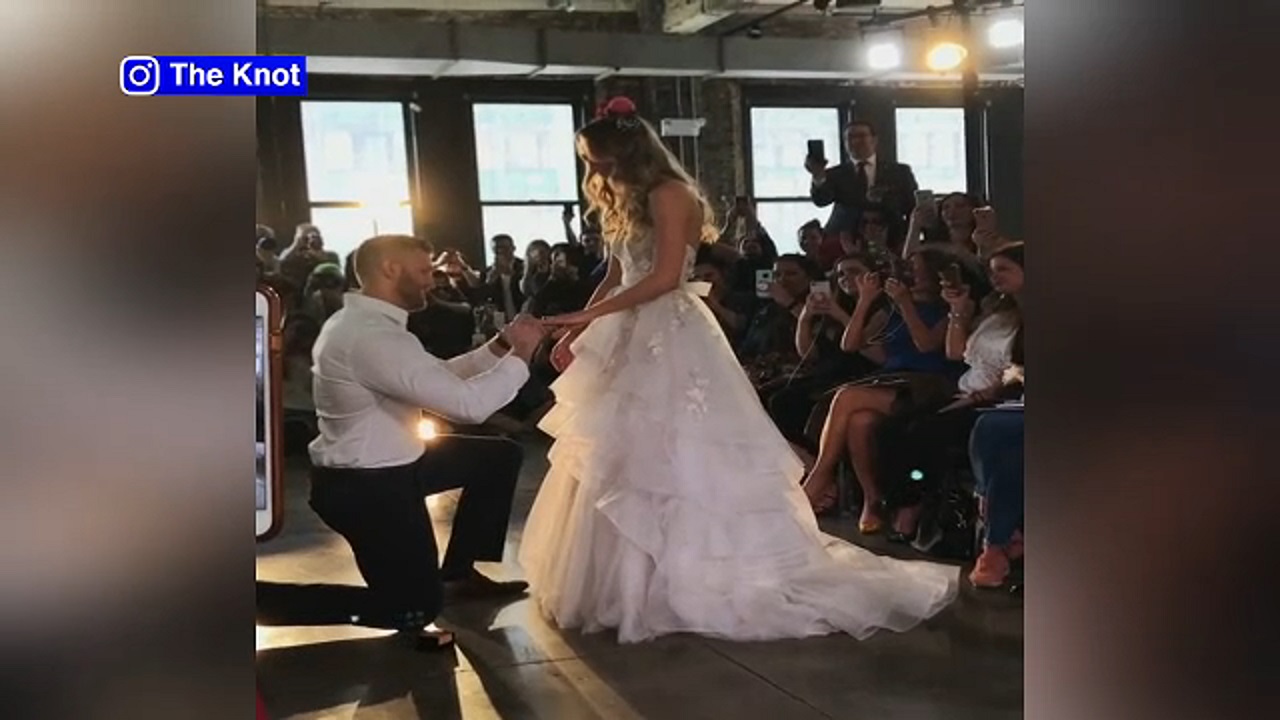 Model proposed to on runway at New York Bridal Fashion Week.