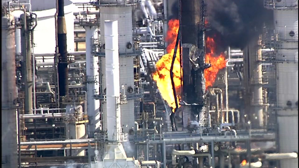 SKyEye video of fire at plant in Texas City