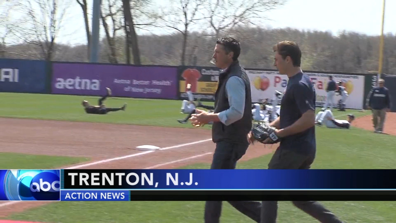 Matt O'Donnell's son throws the 1st pitch for Trenton Thunder