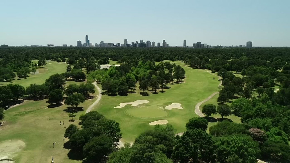 SkyDrone13 flies over Memorial Park Golf Course