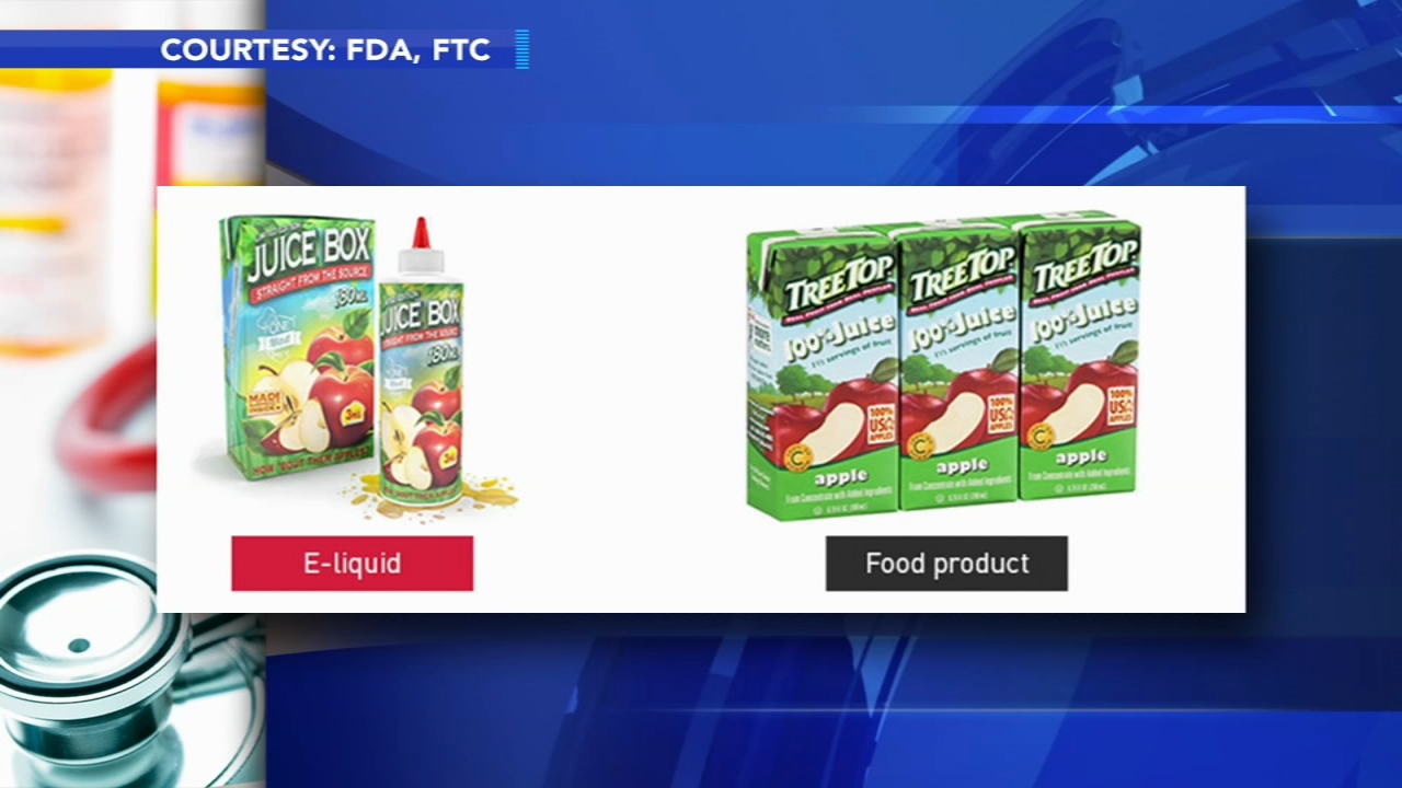 US warns liquid nicotine packets resemble juice boxes, candy