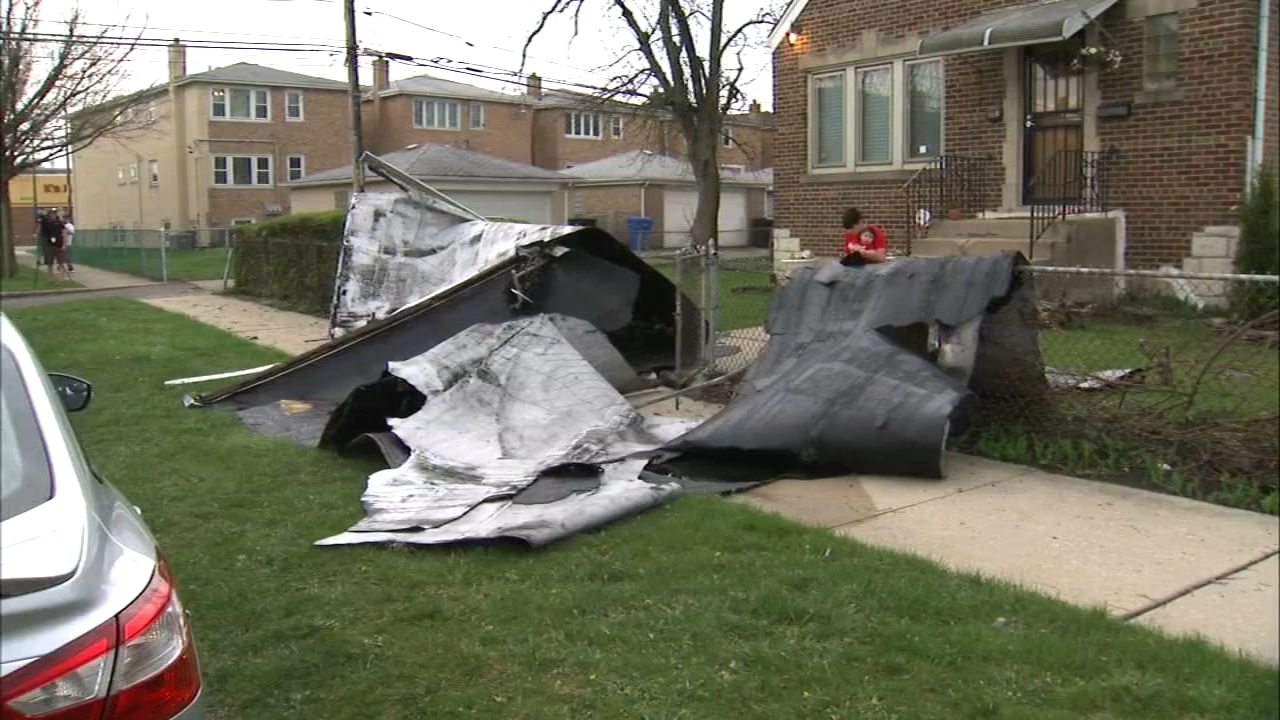 Roofs badly damaged in Grand Boulevard, Garfield Ridge by fast-moving, strong storms