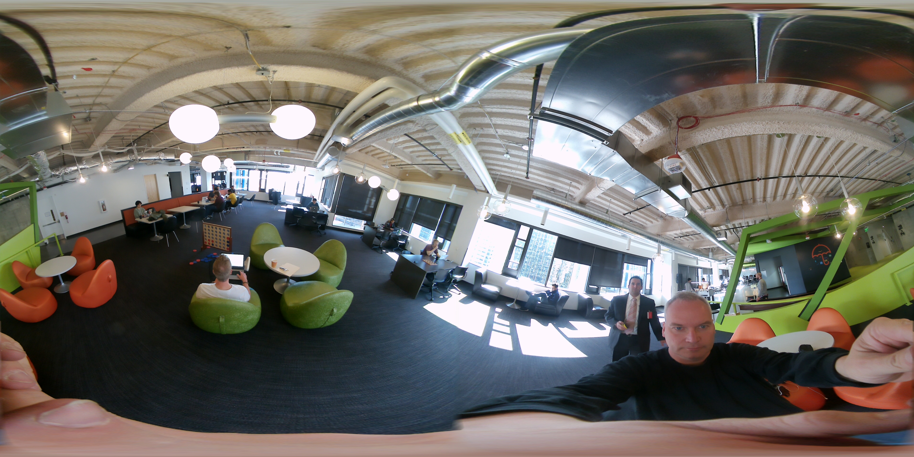 A 360 view of a seating area at Amazon HQ.
