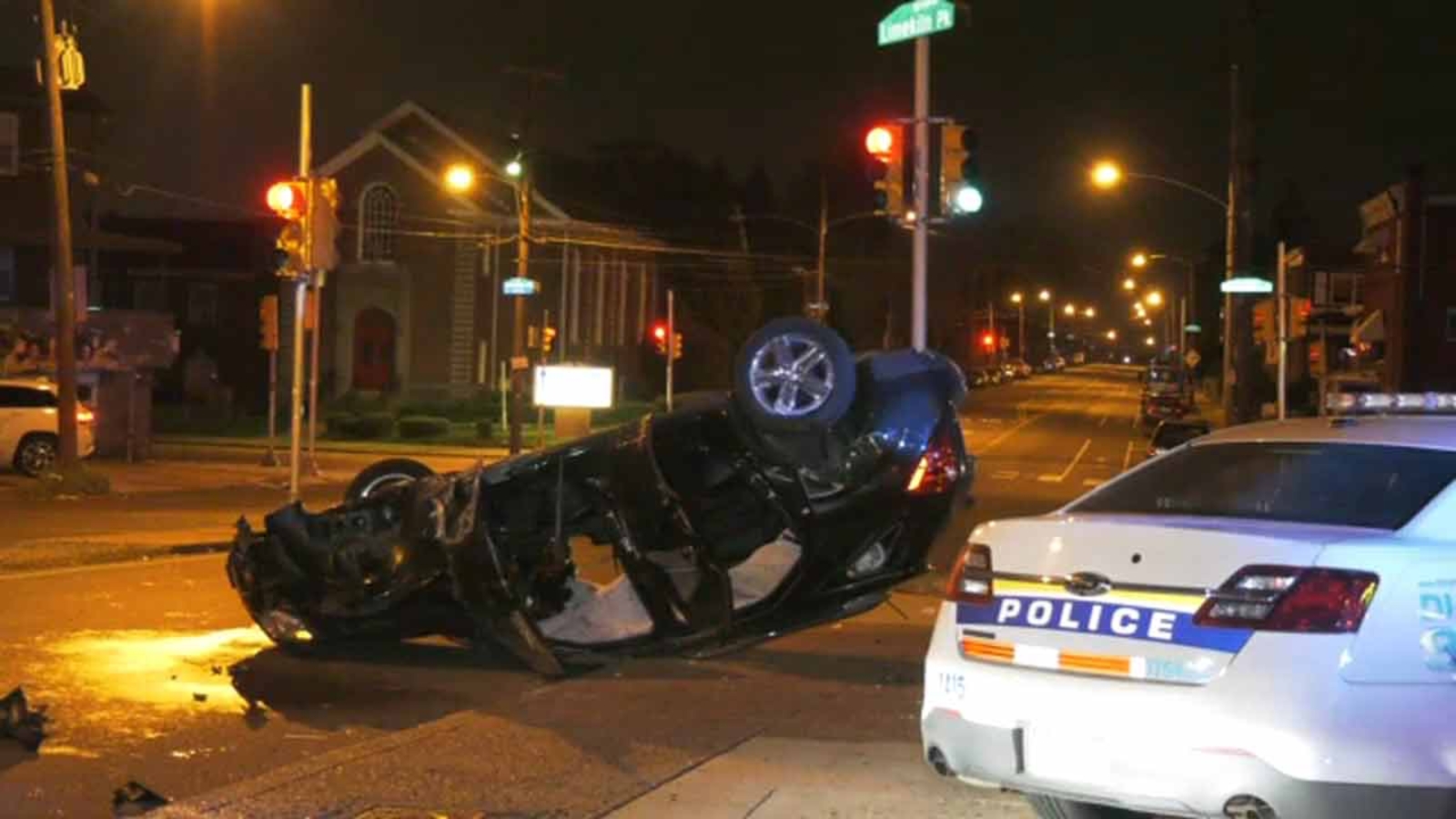 Rollover crash damages several cars in West Oak Lane - 6abc Philadelphia