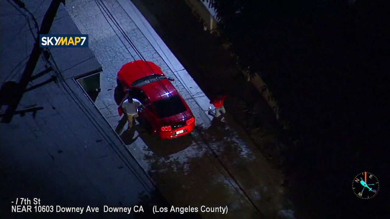 Suspects in red Mustang lead authorities on chase into Downey area