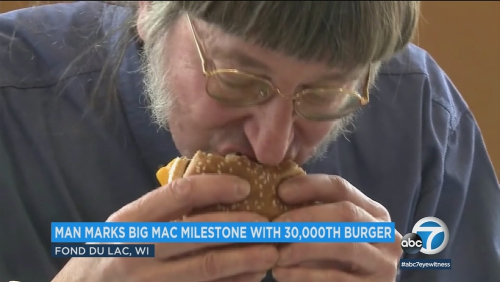 Man eats his 30,000th Big Mac