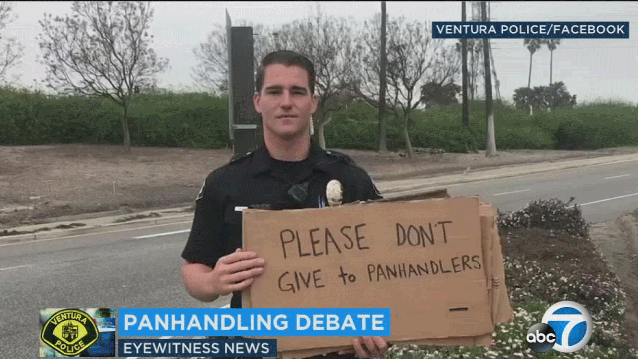 Ventura police says not to give to panhandlers in video