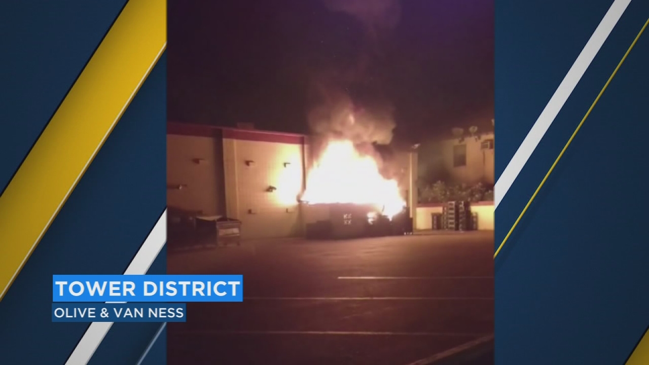 Fresno firefighters investigating cause of dumpster to go up in flames
