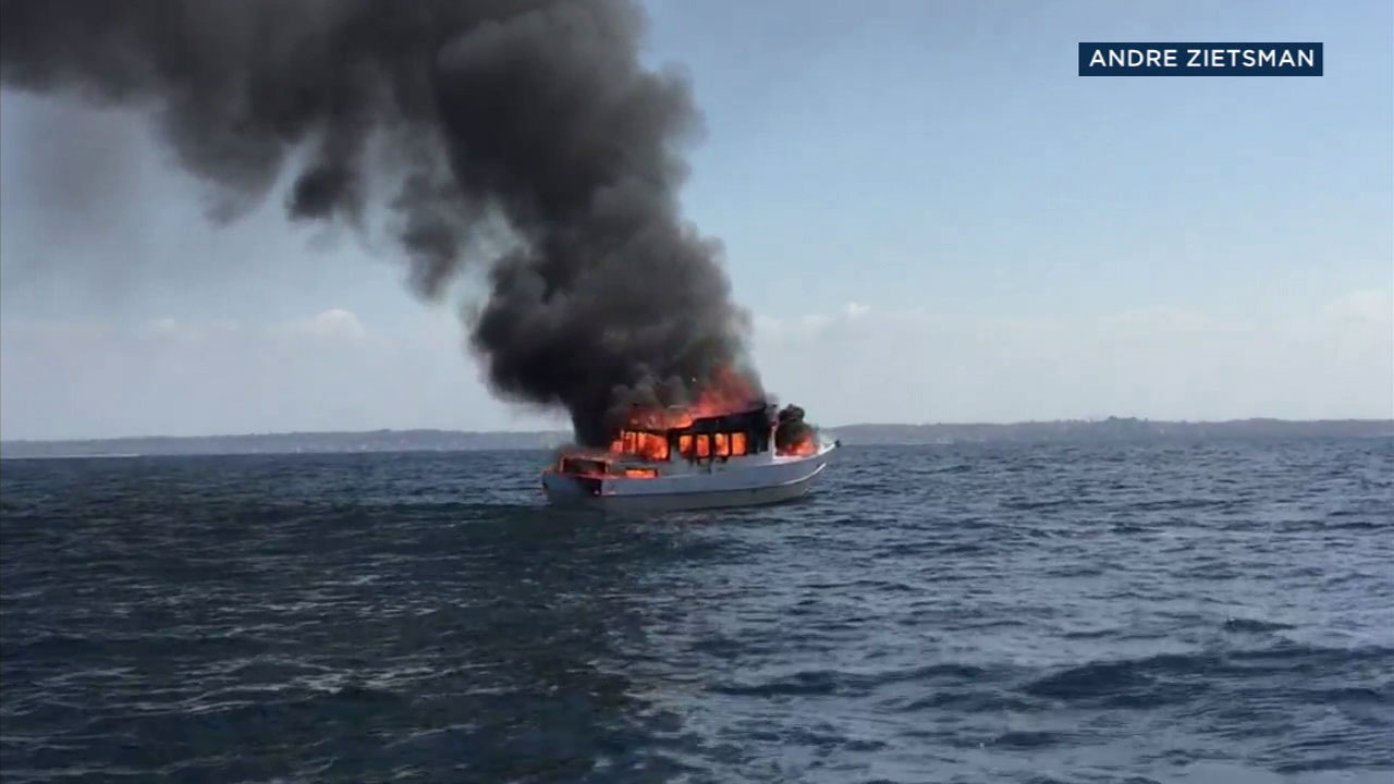 2 rescued from boat fire off coast of Redondo Beach
