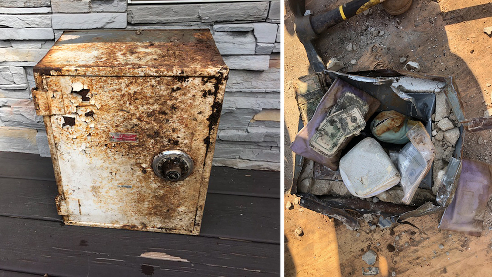 Landscapers discover safe in yard 7 years after it was stolen