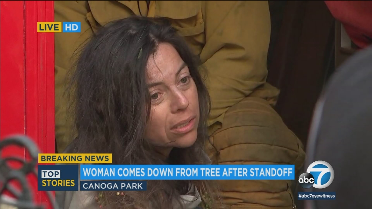 Canoga Park standoff ends 11 hours after woman climbs tree