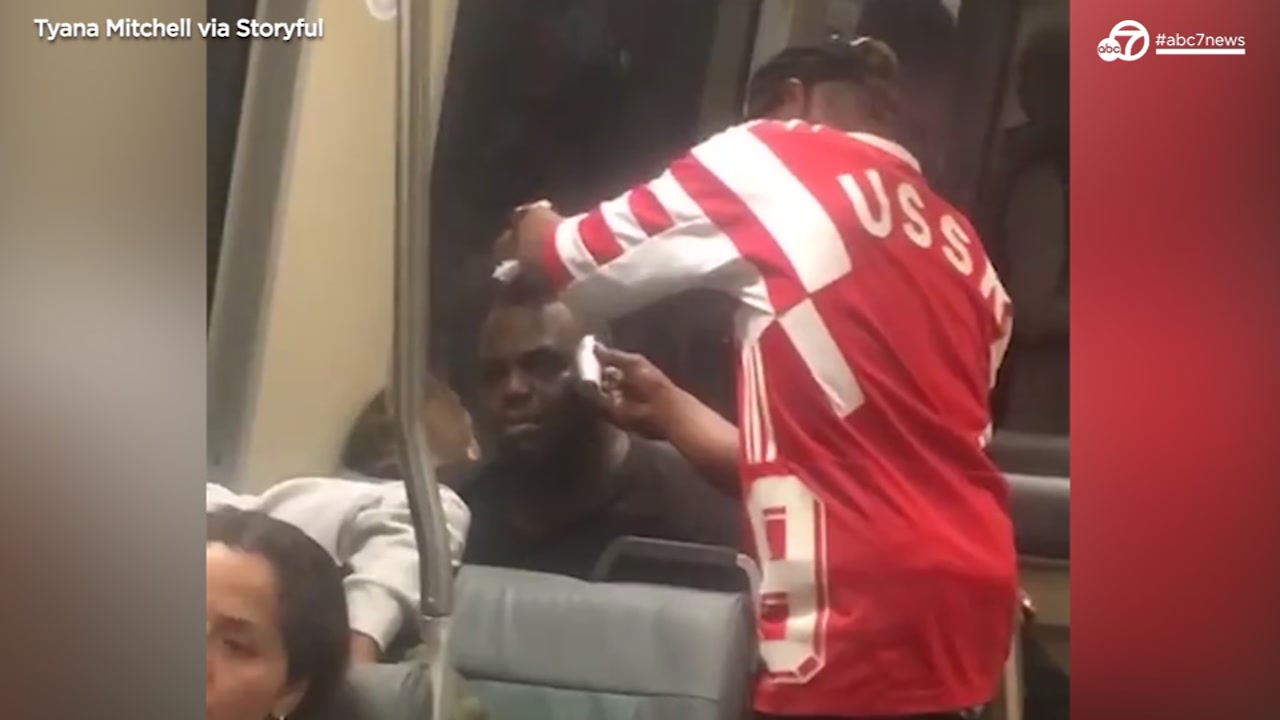 Video of man getting haircut on BART goes viral