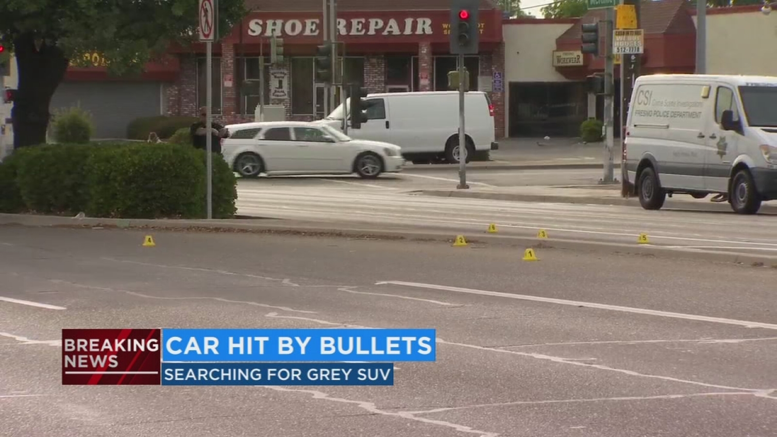 Fresno Police searching for SUV after car in parking lot hit by bullets ...