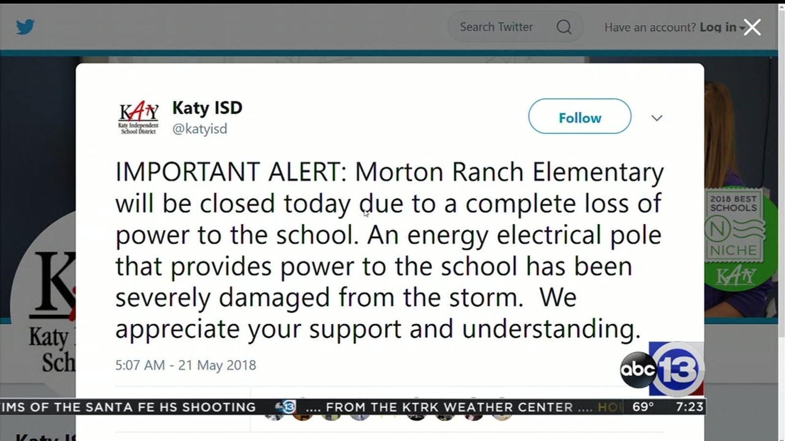 Morton Ranch Elementary School closed Monday due to power outage ABC13 Houston