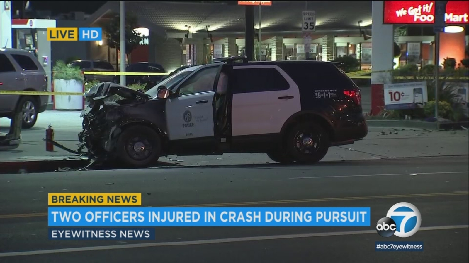 2 officers injured in crash after chase in Van Nuys, police say - ABC7 ...