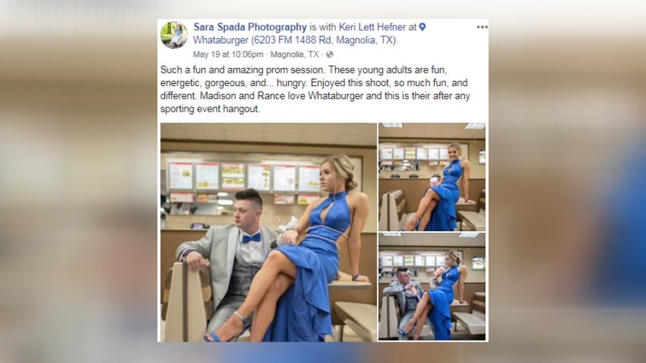 High School seniors take prom photos at favorite fast-food restaurant