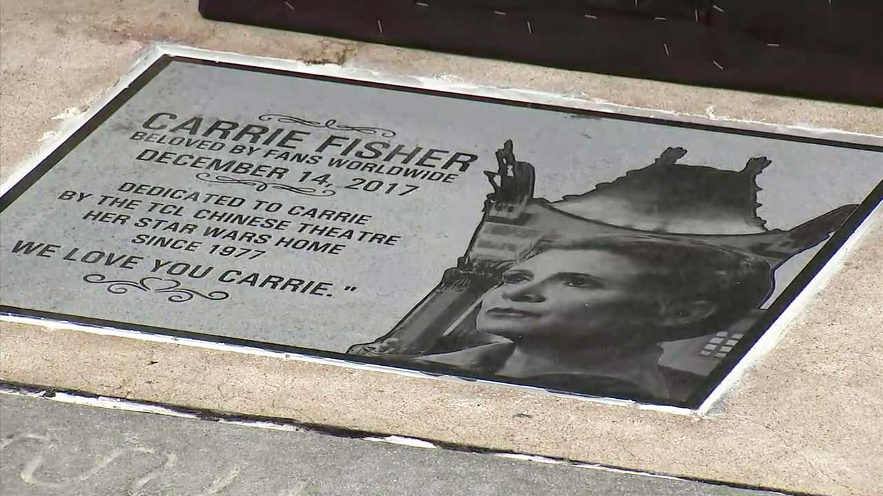 Carrie Fisher honored with plaque outside TCL Chinese Theatre