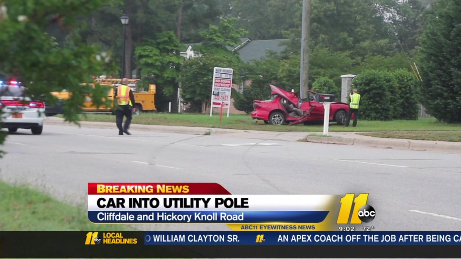 Car smashes into utility pole in Fayetteville - ABC11 Raleigh-Durham