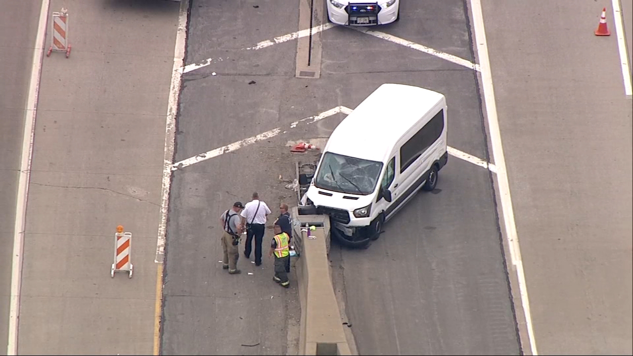 3 injured after van crashes into guardrail on I-80
