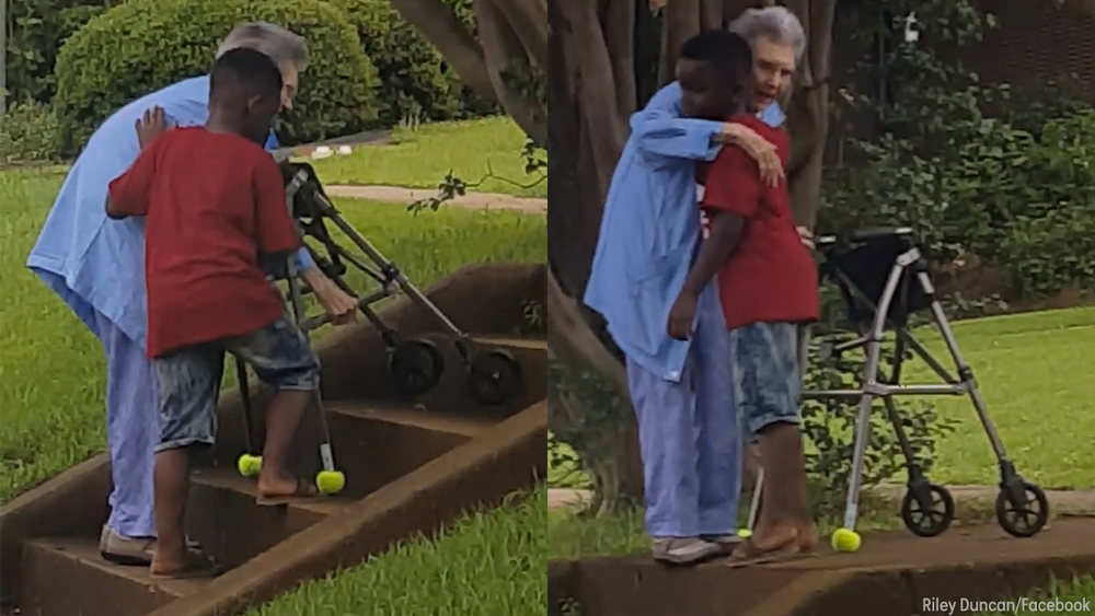 8-year-old helps elderly woman up the stairs in random act of kindness